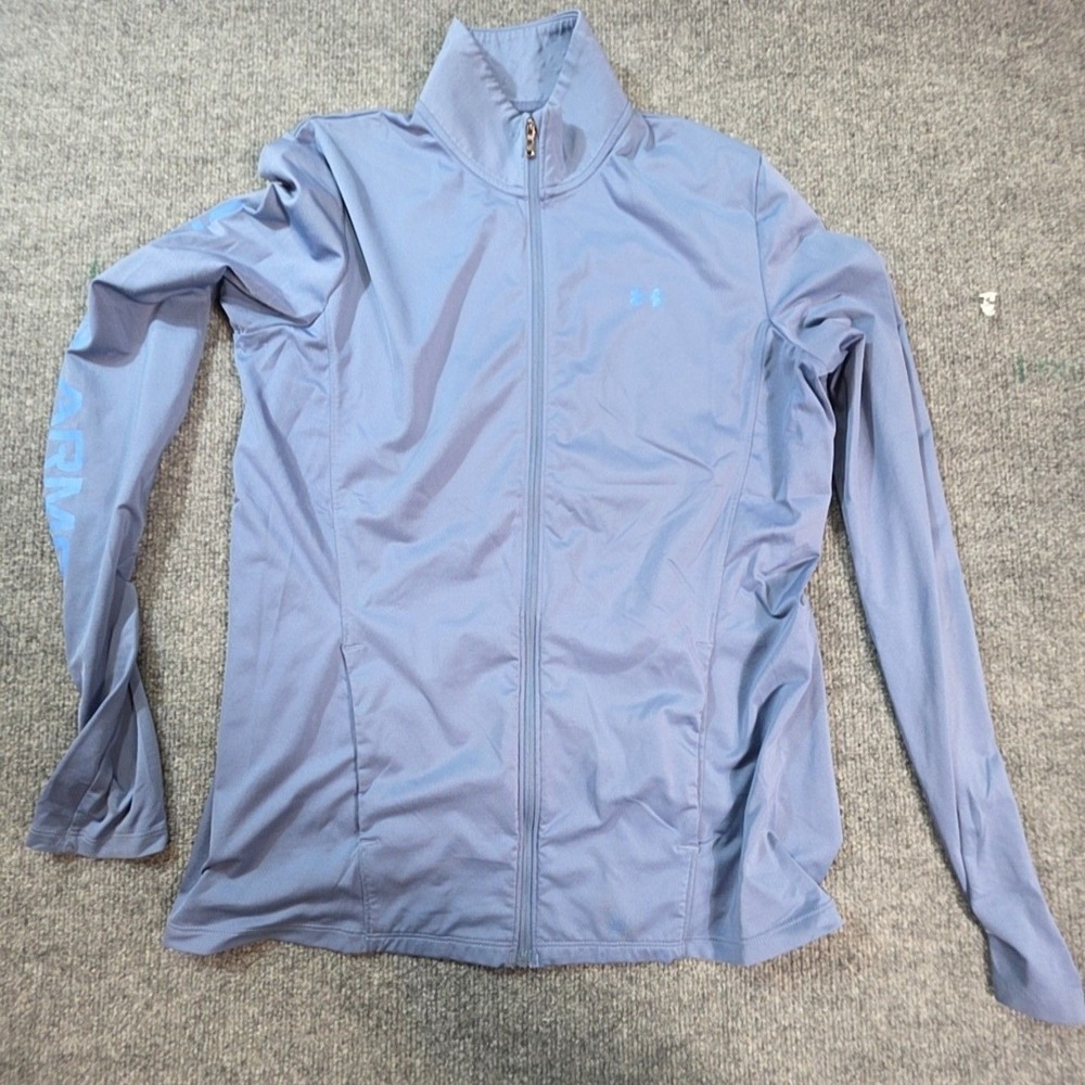 Under Armour Jacket Womens Medium Blue HeatGear Full Zip Track Athletic Running
